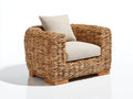 Polyrattan Gartensessel Polyrattan 88x86x82 cm - Naturbraun-Beige - Gepolsterter Gartensessel mit geschwungenen Armlehnen