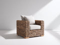 Polyrattan Gartensessel mit Polster Geflecht 85x90x85 cm Beige - moderner Loungesessel für Garten und Terrasse
