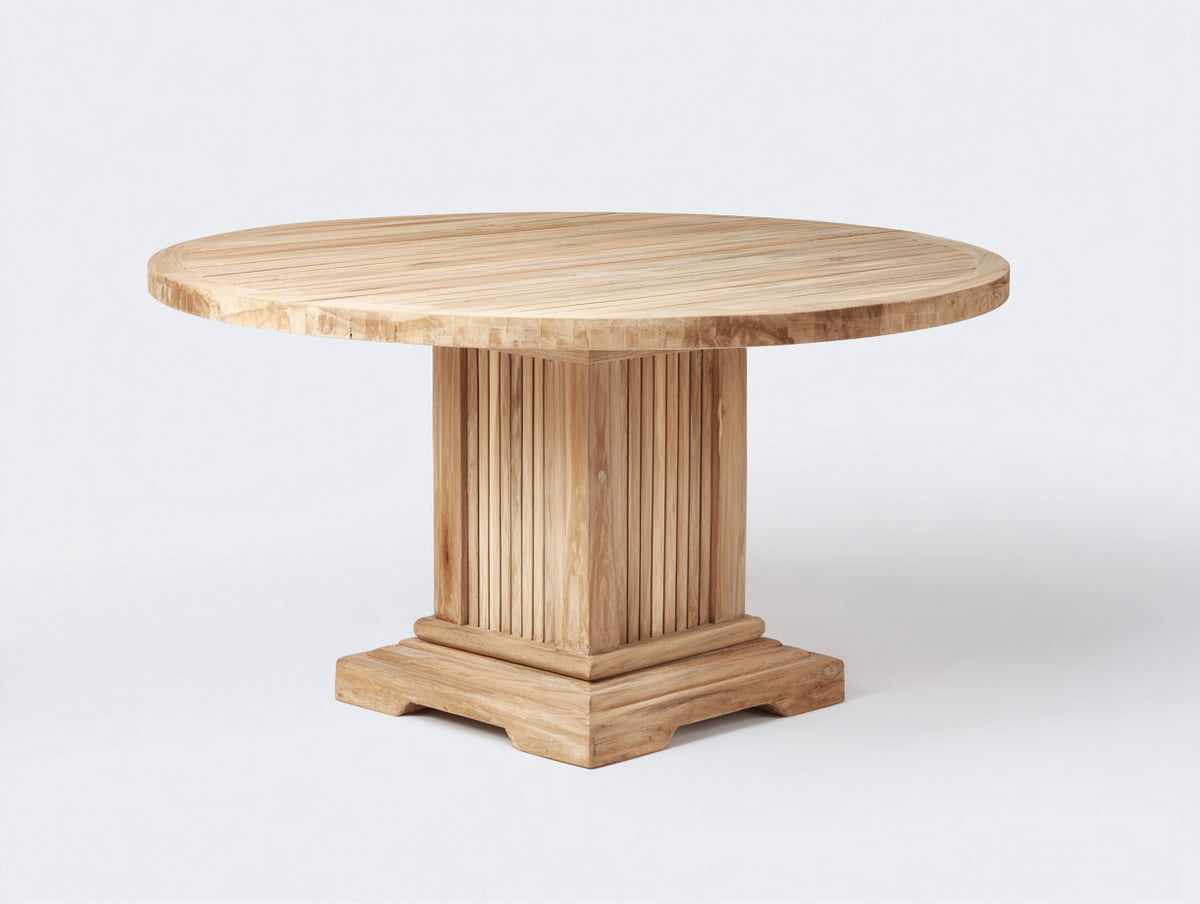 Gartentisch Holz 120 x 120 x 75 cm Naturholz Rund Modernes Design für Garten und Terrasse