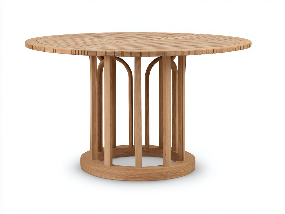 Gartentisch aus Massivholz 160x160x75 cm Natur - runder Esstisch für Terrasse und Garten