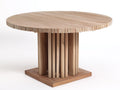 Gartentisch Holz 120x120x76 cm - Naturholz - Runder Gartentisch mit Lamellenplatte und zentralem Säulenfuß