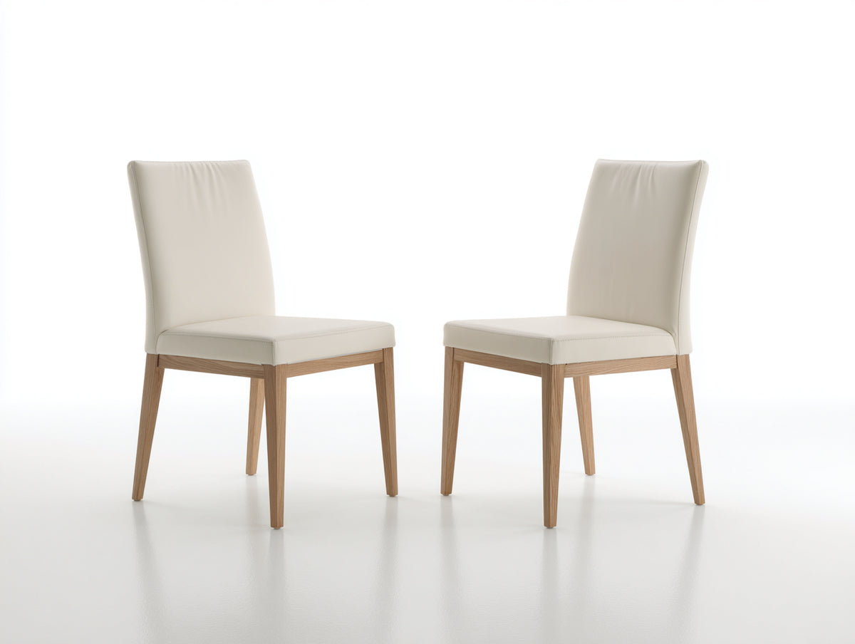 Esszimmerstühle 2er Set Kunstleder 45 x 55 x 85 cm Beige Naturholz mit Holzbeinen Modernes Design