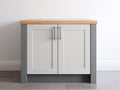 Sideboards Holzwerkstoff 120 x 40 x 80 cm Weiß Grau mit zwei Türen und Naturholz Oberfläche Modernes Design