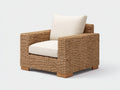 Polyrattan Gartensessel Polyrattan 84x82x84 cm - Naturbraun-Cremeweiß - Gepolsterter Gartensessel mit breiten Armlehnen