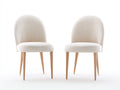 Esszimmerstühle 2er Set Stoff 45 x 55 x 85 cm Beige Naturholz mit Holzbeinen Modernes Design