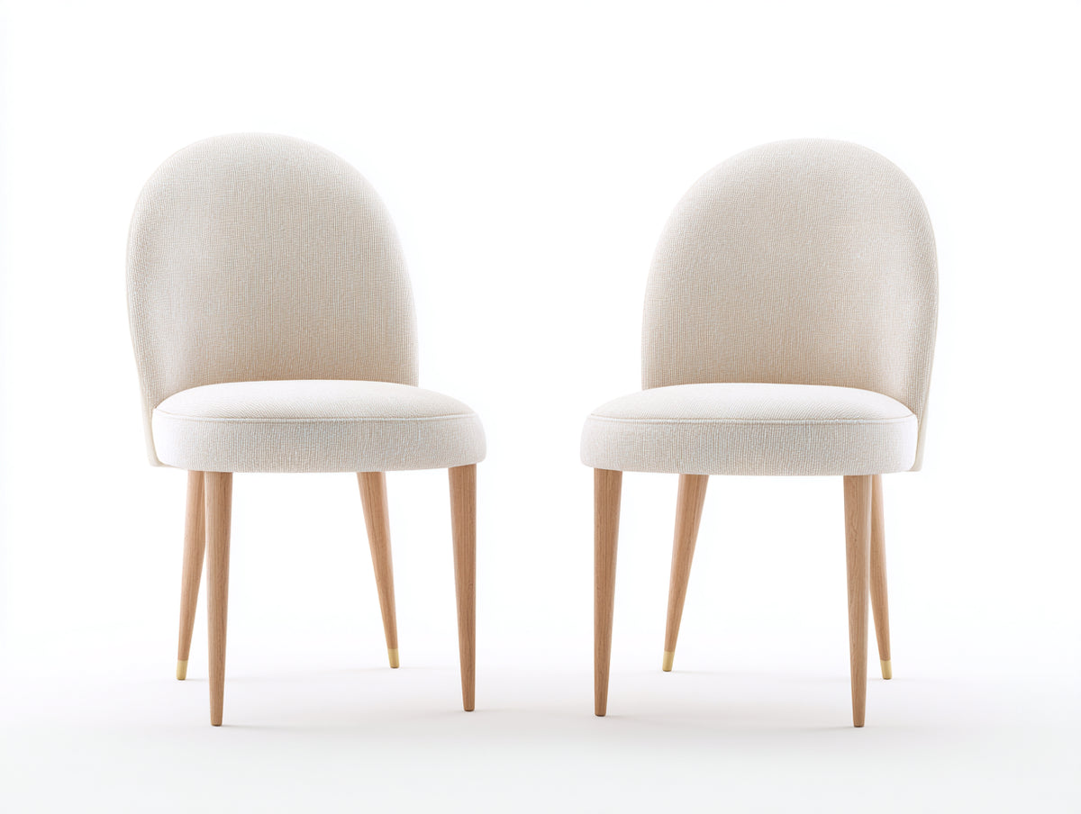 Esszimmerstühle 2er Set Stoff 45 x 55 x 85 cm Beige Naturholz mit Holzbeinen Modernes Design