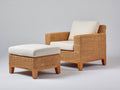 Polyrattan Gartensessel mit Hocker Naturfarbenes Geflecht 75x80x85 cm Beige - moderner Loungesessel für Garten und Terrasse