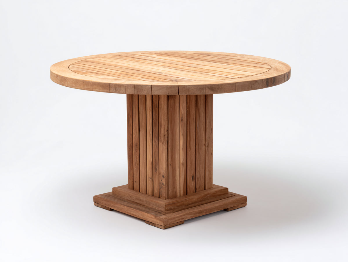 Gartentisch aus Massivholz 120x120x75 cm Natur - runder Esstisch für Terrasse und Garten