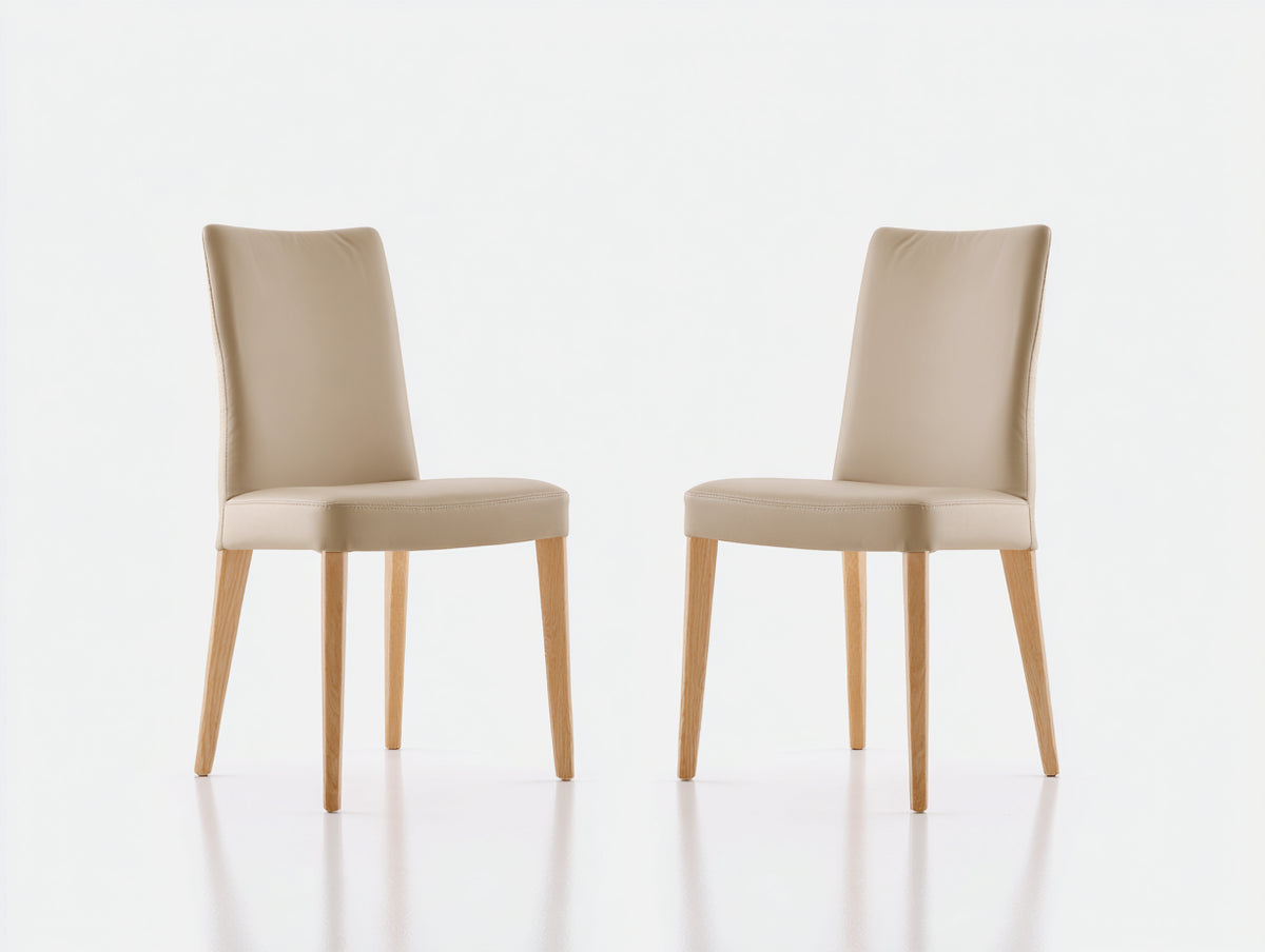 Esszimmerstühle Holz 48x56x90 cm - Naturholz-Beige - Gepolsterte Esszimmerstühle mit hoher Rückenlehne im 2er Set