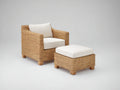 Polyrattan Gartensessel Polyrattan 82x80x84 cm - Naturbraun-Cremeweiß - Gartensessel mit passendem Fußhocker