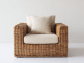Polyrattan Gartensessel Polyrattan 86x84x82 cm - Naturbraun-Cremeweiß - Gepolsterter Gartensessel mit breiten Armlehnen