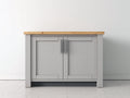 Sideboard 120x40x85 cm - Holz mit Naturholzplatte - grau und Holzfarbe - klassischer Stil mit Stauraum