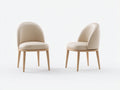 Esszimmerstühle 2er Set Kunstleder 45 x 55 x 85 cm Beige Naturholz mit Holzbeinen Modernes Design