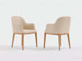 Esszimmerstühle 2er Set Kunstleder 45 x 55 x 85 cm Beige Naturholz mit Armlehnen Modernes Design