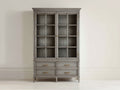 Bücherregal 100x40x180 cm - Holz und Glas - grau - klassisches Design mit Türen und Schubladen