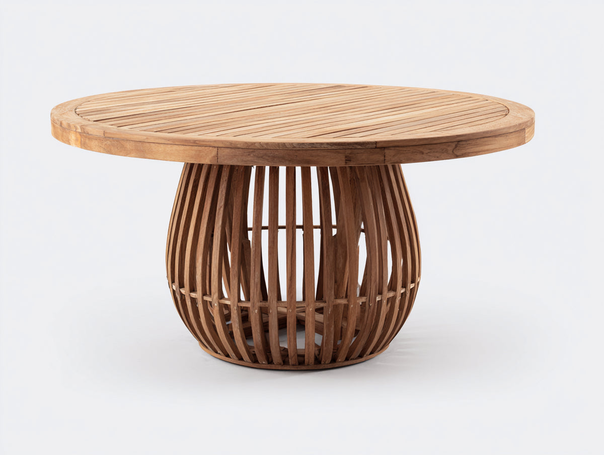 Gartentisch aus Massivholz 150x150x75 cm Natur - runder Esstisch für Terrasse und Garten